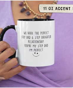 Stepped Up Dad Coffee Mug | Funny Mug for Father's Day | Christmas Gift for Step Dad | Lucky Charm Cup