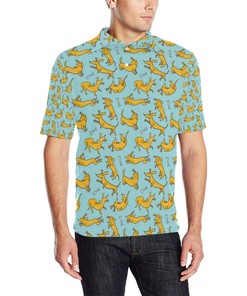 Stylish Dachshund Print Polo Shirt - Ideal For Everyday Wear