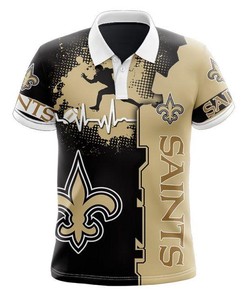 Stylish Look - Beating Curve 3D Polo Shirt For New Orleans Saints Fans