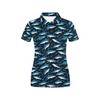 Stylish Shark Print Women'S Polo Shirt - Perfect For The Beach Or Casual Outings