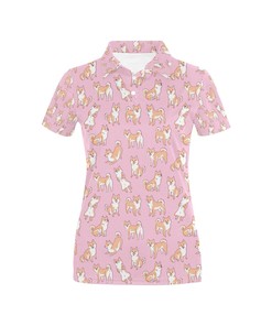 Stylish Shiba Inu Print Design Women'S Polo Shirt - Perfect For Outdoors And Athleisure
