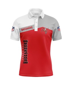 Tampa Bay Buccaneers Women'S Button Up 3D All Over Print Polo Shirt With Athleisure T-Shirt Design