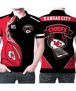 Team Logo Fire Ball 3D Printed Polo Shirt For Kansas City Chiefs Fans