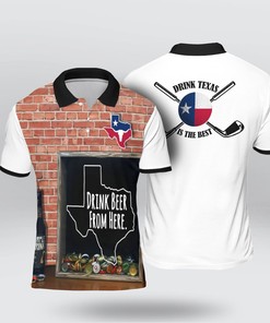 Texas Drink Beer Golf Ball Printed Polo Shirt - Fun And Light-Hearted Design With Polo Collar