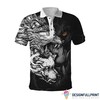 The Powerful Wolf Polo Shirt With Tattoo Design - Ideal Gift For Wolf Lovers