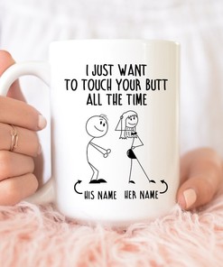 Touch Your Butt Mug - Naughty Mug For Couples - Funny Gift For Him - Valentines Day Mugs Set