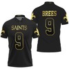 Tribute To A Legend - New Orleans Saints Drew Brees 9 Black Golden Edition Jersey Inspired 3D Polo Shirt