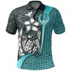 Turquoise Micronesian Polo Shirt Featuring Turtle With Hook 3D T-Shirt Blender