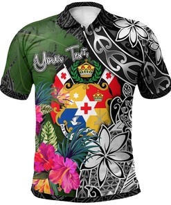 Turtle Plumeria Banana Leaf Custom Polo Shirt From Tonga