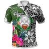 Turtle Plumeria Banana Leaf White Polo Shirt From Pohnpei