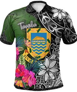 Tuvalu Turtle Plumeria Banana Leaf Polo Shirt