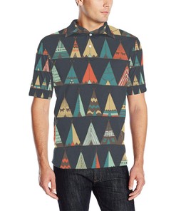 Unique And Trendy Tribal Native American Tent Aztec Men'S Polo Shirt