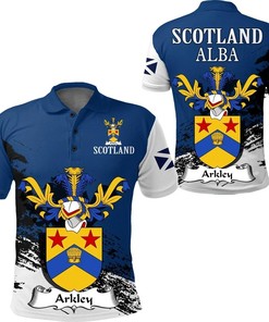 Unique Gift Idea With Scottish Family Crest Arkley Scotland Golf Polo Shirt