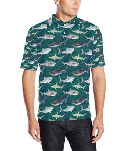 Unique Shark Style Print 3D Polo Shirt For Men - Gift For Dashing Men