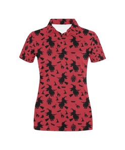 Unique Witch Print Women'S 3D Polo Shirt For Halloween Lovers