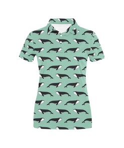 Unique Women'S Polo Shirt With 3D Printed Whale Print Design