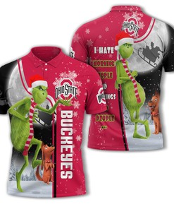 Unisex 3D Polo - Personalized Christmas Grinch Ohio State Buckeyes Ncaa Shirt - Get Into The Festive Spirit With Style
