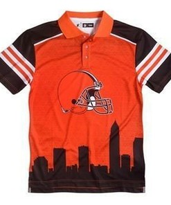 Unleash Your Wild Side With Thematic Polyester Cleveland Browns All Over Print Polo Shirt