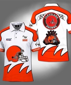 Upgrade Your Football Fan Collection With 100Th Nfl Cleveland Browns 3D Polo Shirt