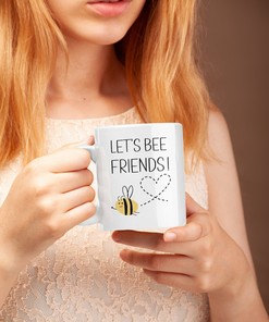 Valentine Bee Mug Set - Let's Bee Friends with Coffee and Gift for Him and Her