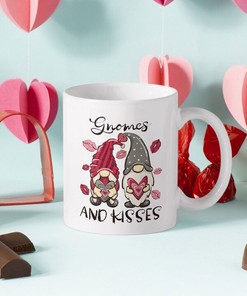 Valentine Gnome Mug Set - Perfect Valentines Day Gift for Him or Her, Gift for Couples, Anniversary Gift