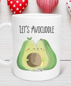 Valentine Heart Mug Let's Avocuddle Gift Set for Her or Him