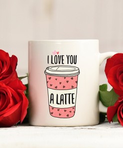 Valentine's Day Ceramic Mug Set - I Love You A Latte Mug, Funny Coffee Mug, Perfect Gift for Coffee Lovers
