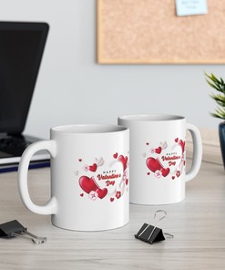 Valentines Day White Mug Set - Valentines Day Gifts For Him and Her Mug Set - Funny Design Love Mug Set