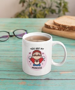 Video Game Valentine's Mug Set, Super Mario Ceramic Coffee Mug for Valentines Day