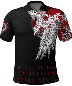 Viking Blood Mystical Raven Tattoo Polo Shirt For Fans Of Norse Mythology