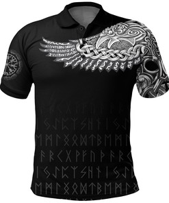 Viking Polo Shirt - The Raven Of Odin Tattoo Style Design - A Chic And Sleek Look