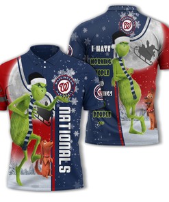 Washington Nationals Mlb The Grinch All Over Print Polo Shirt: Perfect Father'S Day Gift