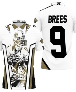 Watercolor White Background Polo Shirt For Drew Brees And New Orleans Saints Fans - A Classic And Timeless Look For Fans