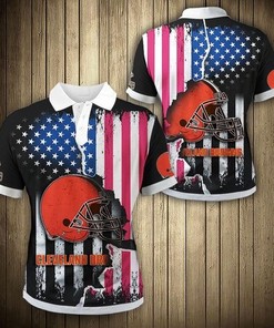Wave The Flag With Cleveland Browns American Flag 3D Polo Shirt