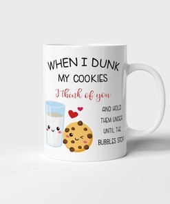 When I Dunk My Cookies I Think Of You Funny Mug Set, Cute Valentines Day Gifts for Her or Him