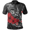 White Polynesian Hawaiian Polo Shirt - Humpback Whale With Hibiscus - A Perfect Gift For Any Occasion.