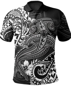 White Polynesian Shark Tattoo Polo Shirt For Fans - Polo Shirt