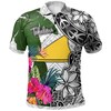 White Turtle Plumeria Banana Leaf Polo Shirt From Tokelau