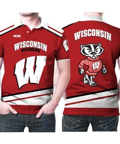 Wisconsin Badgers Logo Mascot 3D Printed Polo For Fans