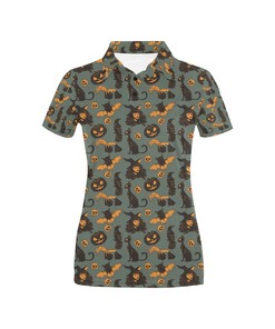 Witch Bat Halloween Print Women'S Polo For Halloween Lovers