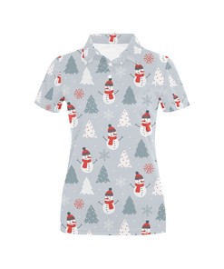 Women'S 3D Snowman Print Polo Shirt - Adorable Gift For Fans Of Snowmen