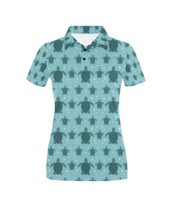 Women'S Beachy Sea Turtle 3D All-Over Print Polo Shirt