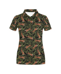 Women'S Bold Tiger All Over Print Polo Shirt - Vibrant And Eye-Catching Design With Polo Collar