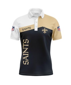 Women'S Button Up 3D Polo Shirt For New Orleans Saints Fans - Trendy Look