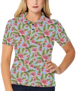 Women'S Eye-Catching Tropical Flower Print 3D Polo Shirt With Personalized 3D Polo Shirt