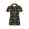 Women'S Gold Tiger All Over Print Polo Shirt - Animal-Inspired Glam Design With Polo Collar