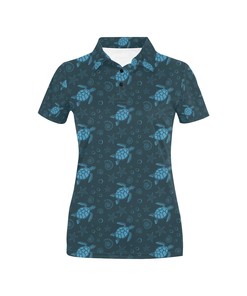 Women'S Palm Tree & Sea Turtle 3D All-Over Print Polo Shirt