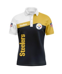 Women'S Pittsburgh Steelers Button Up Polo Shirt For Fans - Nfl Gift