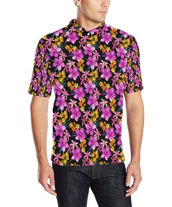 Women'S Polo Shirt With Eye-Catching Tropical Flower Print Design For Polo Shirt Fans