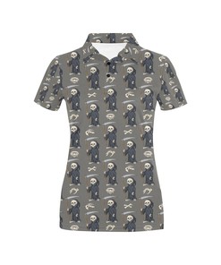 Women'S Skeleton Print Polo Shirt - Gift For Fans Of Skeletons And Fashion